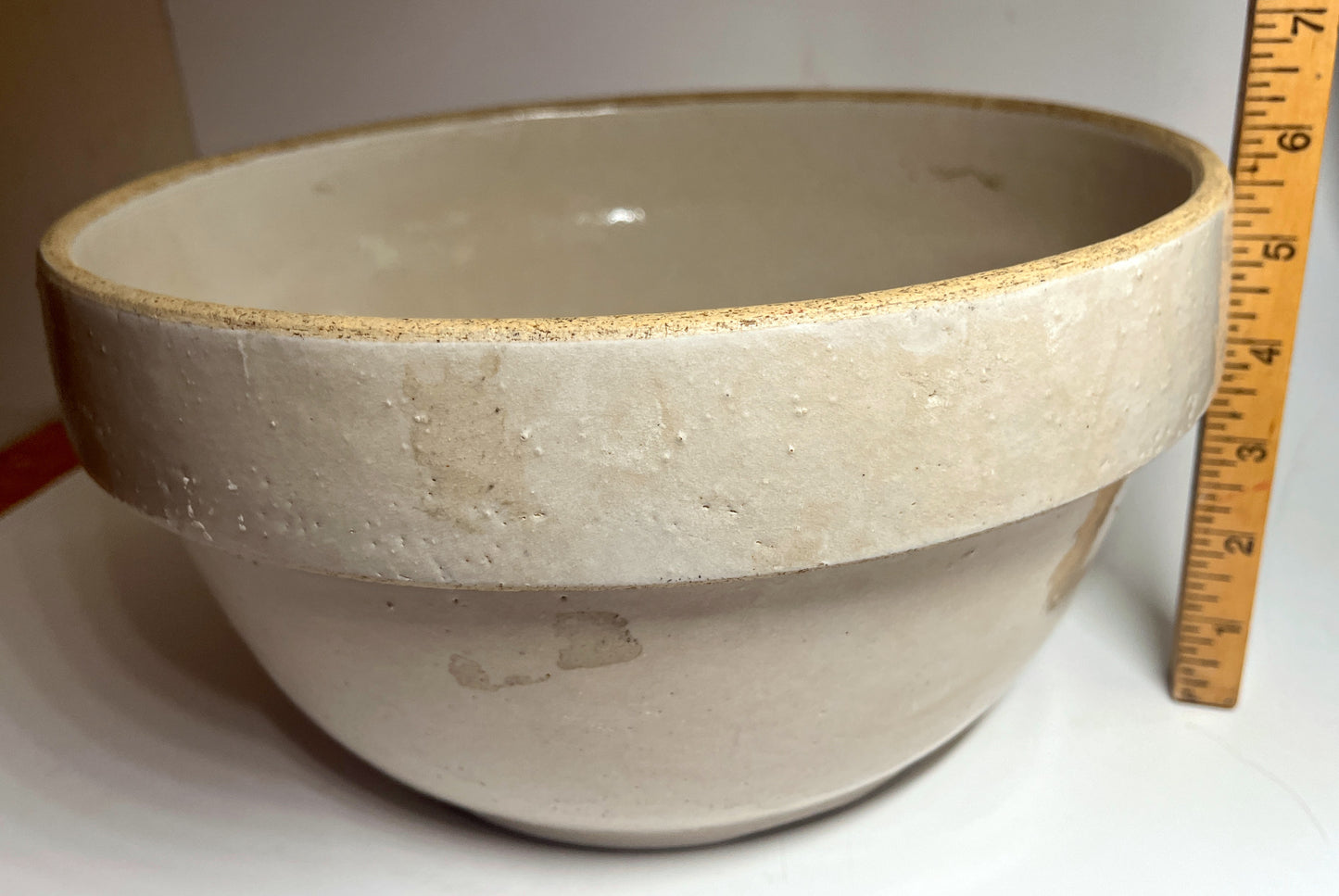 Vintage White Stoneware Crock Bowl