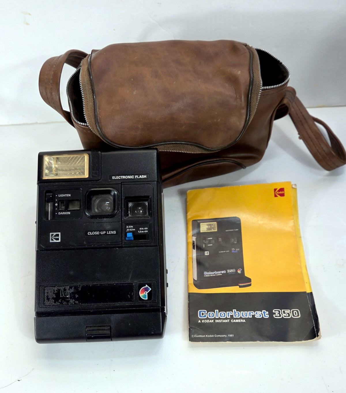 Vintage Kodak Colorburst 350 Instant Camera Case Manual Electronic Flash Prop