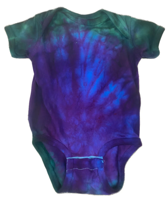 Hand-Dyed Infant Bodysuit — Purple, Blue & Green