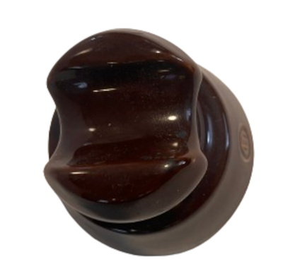 Vintage Brown Telephone Pole Insulator - 3" Ceramic Saddle-Top