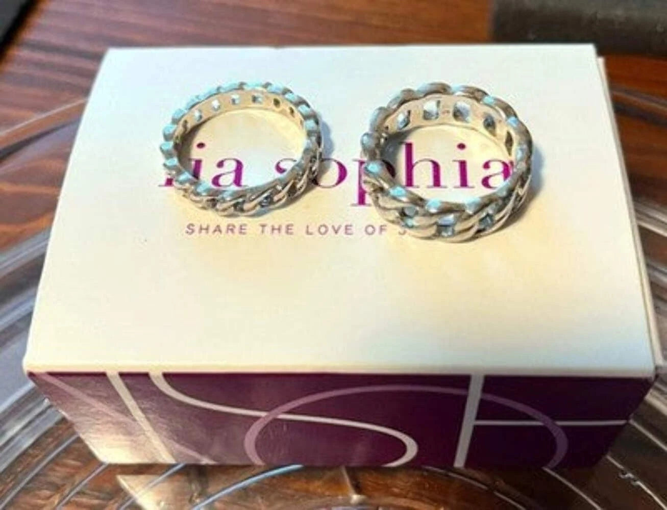 Lia Sophia 'Tally Knots' Stacking Ring Set — Silver-Tone Chain Link