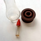 Vintage Oil Lamp Shaped Perfume Bottle – Glass & Wood – Unique Collectible