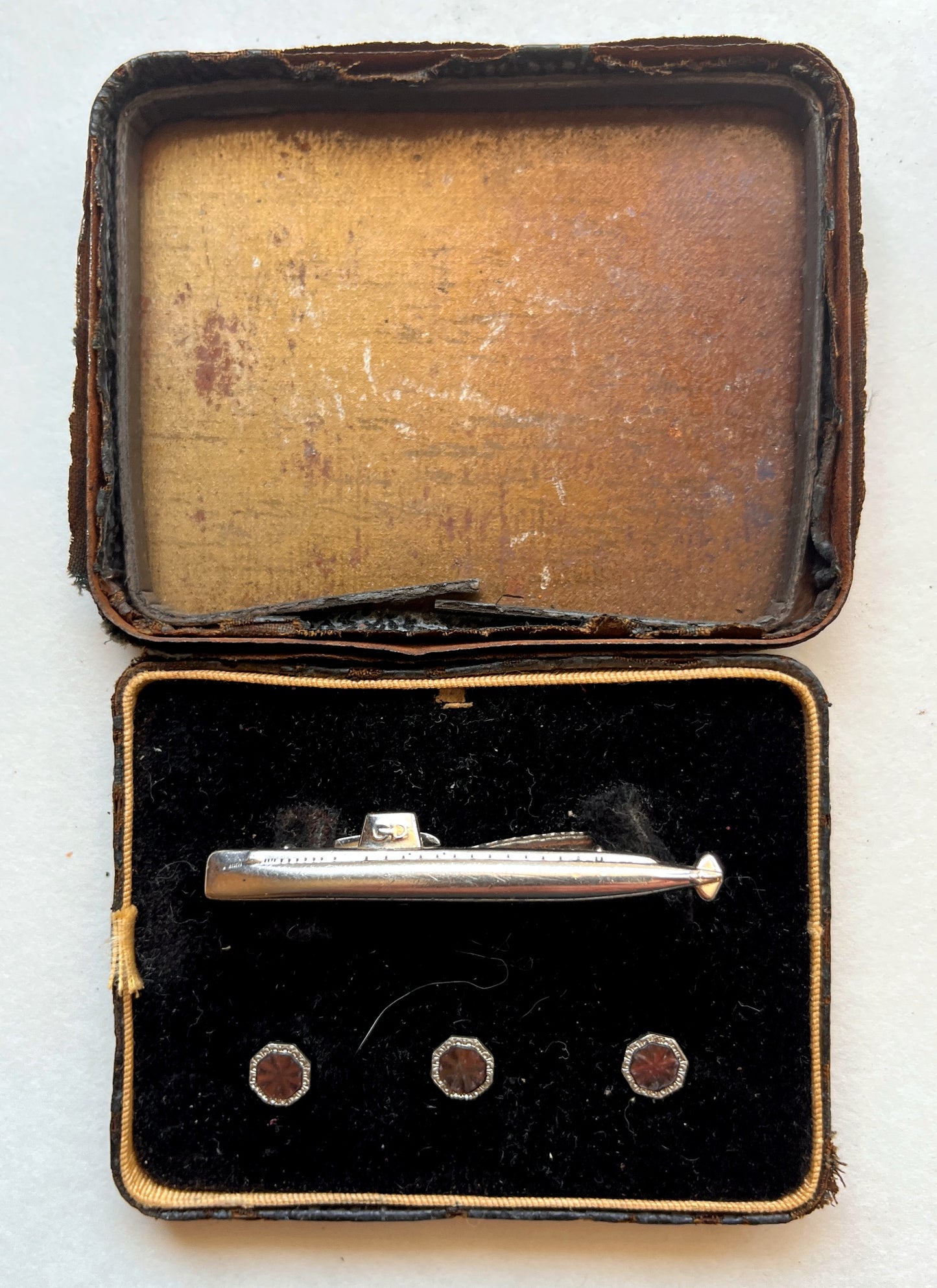 Vintage Navy Submarine Tie Bar and Stud Set