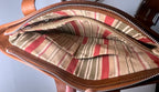 Floto Handmade Italy Brown Leather Tote Shoulder Bag Striped Lining Buckle Zip