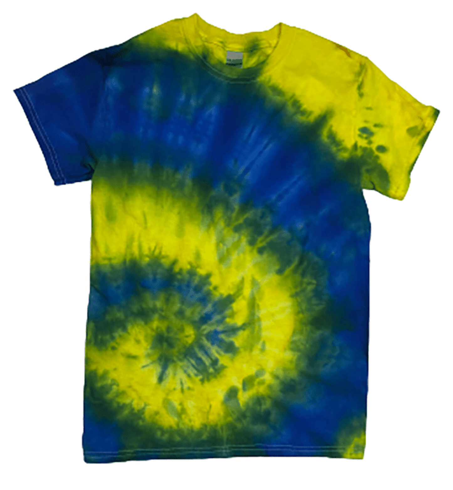 Hand-Dyed Spiral Tee — Yellow, Blue & Green