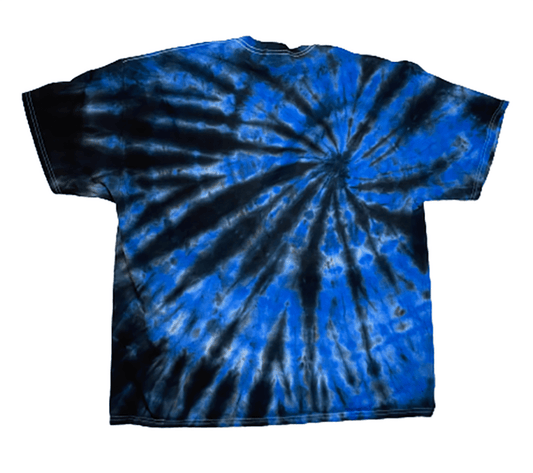 Hand-Dyed Spiral Tee — Electric Blue & Black