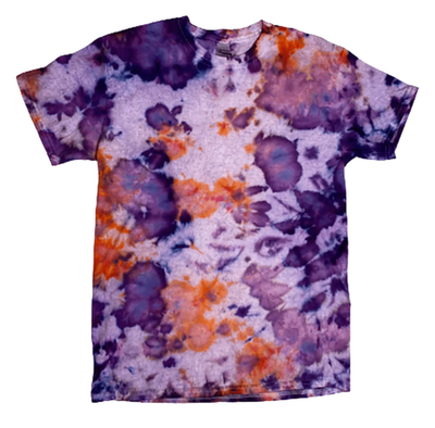 Hand Ice-Dyed Watercolor Tee — Purple & Orange
