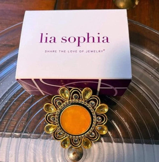 Lia Sophia 'Windsor' Statement Brooch — Yellow Crystal Floral Pin