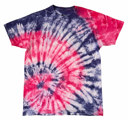 Firecracker Swirl Tie-Dye Tee — Pink & Navy