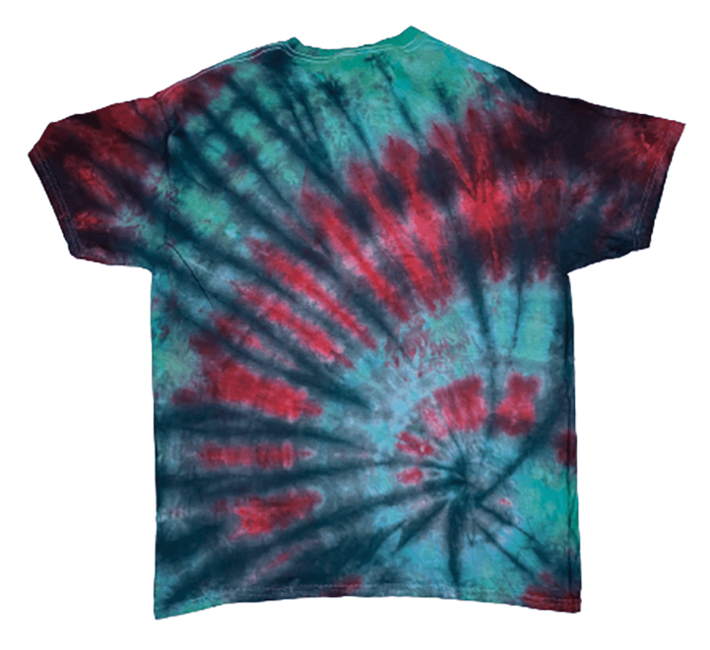 Hand-Dyed Earthy Spiral Tee — Green, Red & Charcoal | DC Dyes