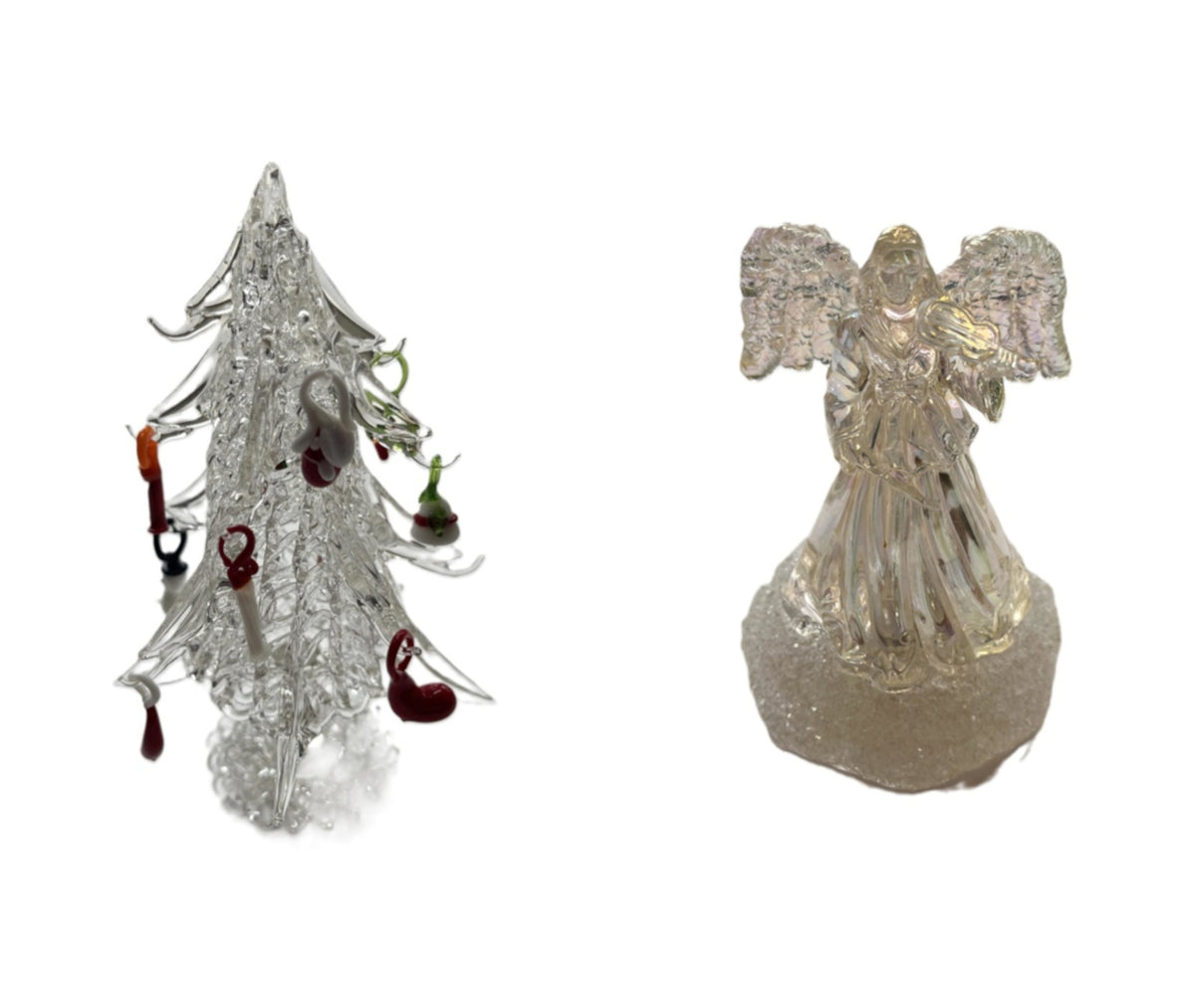 🎄 Vintage Glass Christmas Decor Lot – Angel Figurine & Tree w/ Ornaments