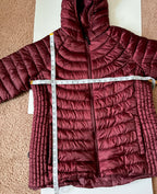 Excelled Womens Burgundy Hooded Puffer Jacket Full Zip Lightweight 2X Plus Size