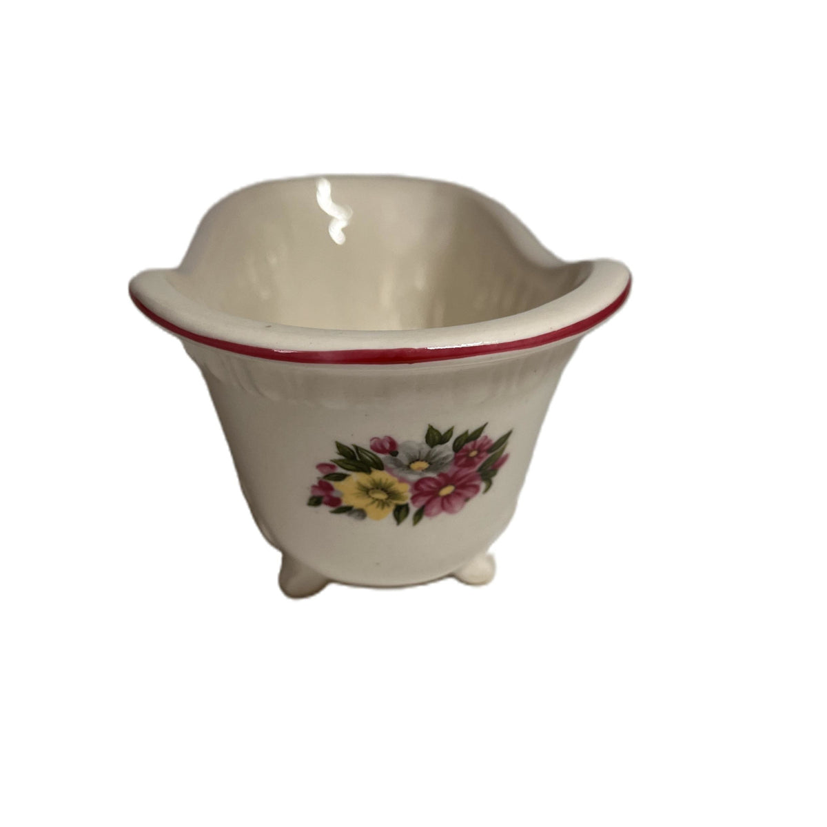 Vintage Clawfoot Bathtub Soap Dish Porcelain Floral Footed Bathroom Decor