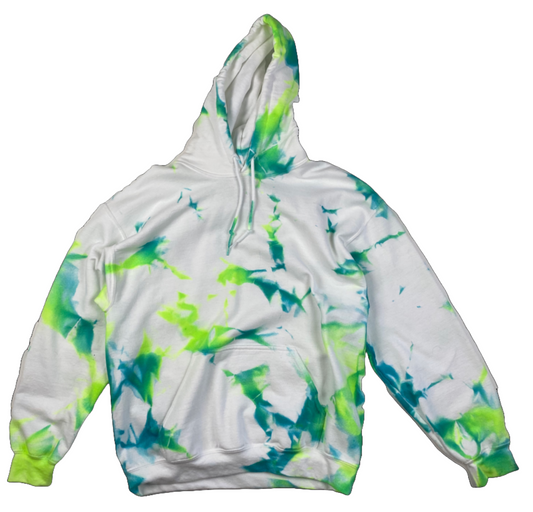 Hand-Dyed Pullover Hoodie — Green & Teal
