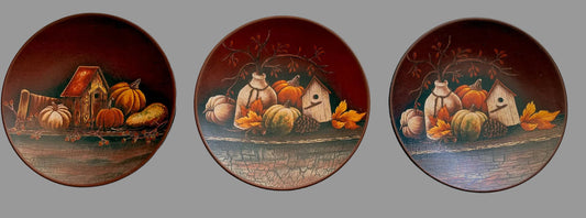 Small Fall Hanging Decorative Collector Plates – Set of 3