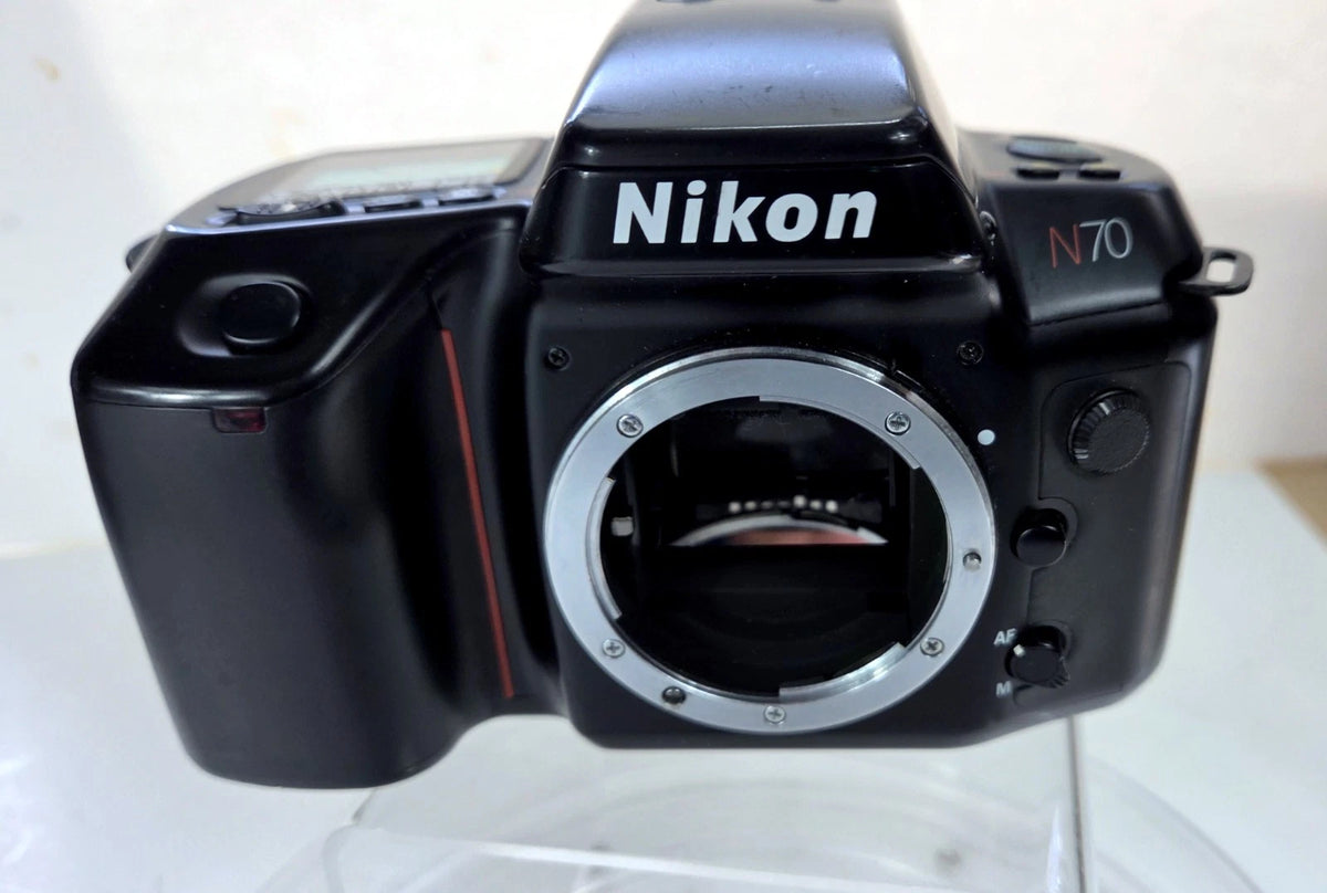 Nikon N70 & N50 35mm Film Camera Lot with Tamron 28–80mm Lens, As-Is
