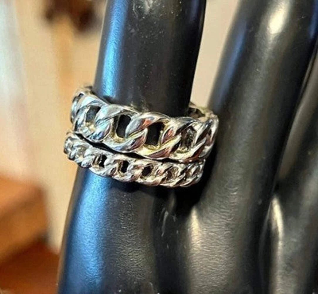 Lia Sophia 'Tally Knots' Stacking Ring Set — Silver-Tone Chain Link