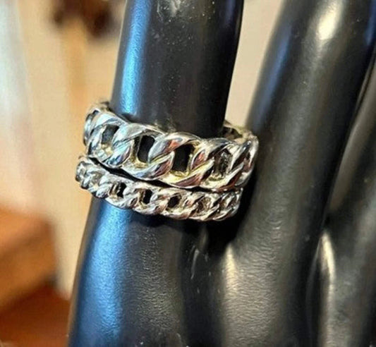 Lia Sophia 'Tally Knots' Stacking Ring Set — Silver-Tone Chain Link