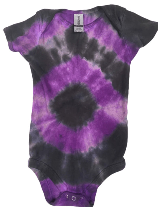 Hand-Dyed Infant Bodysuit — Purple & Black