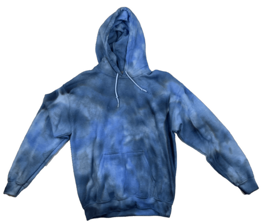 Hand-Dyed Pullover Hoodie — Blue & Gray