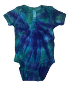 Hand-Dyed Blue & Green Tie-Dye Baby Bodysuit, 9–12 Months