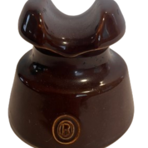 Vintage Brown Telephone Pole Insulator - 3" Ceramic Saddle-Top