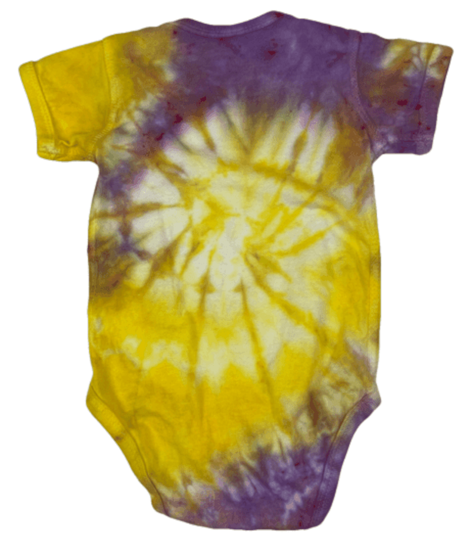 Hand-Dyed Infant Onesie - Yellow & Purple Spiral - Image 2