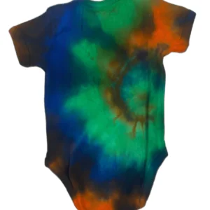 Hand-Dyed Infant Bodysuit - Green, Blue & Orange