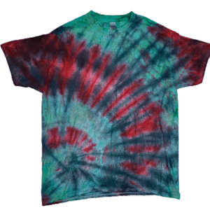 Hand-Dyed Earthy Spiral Tee - Green, Red & Charcoal
