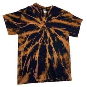 Hand-Dyed Reverse Burst Tee - Black with Orange & Purple