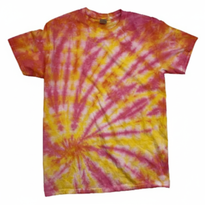 Hand-Dyed Sunrise Spiral Tee - Yellow, Pink & Orange