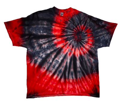 Hand-Dyed Off-Center Spiral Tee - Red & Charcoal