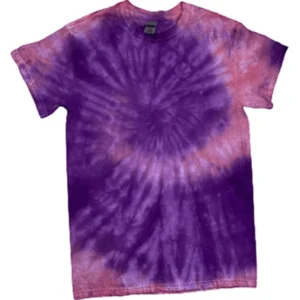 Hand-Dyed Spiral Tee - Purple & Pink Size: S, Style: Short Sleeve T Shirt