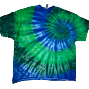 Hand-Dyed Fan Pattern Tee - Green & Blue