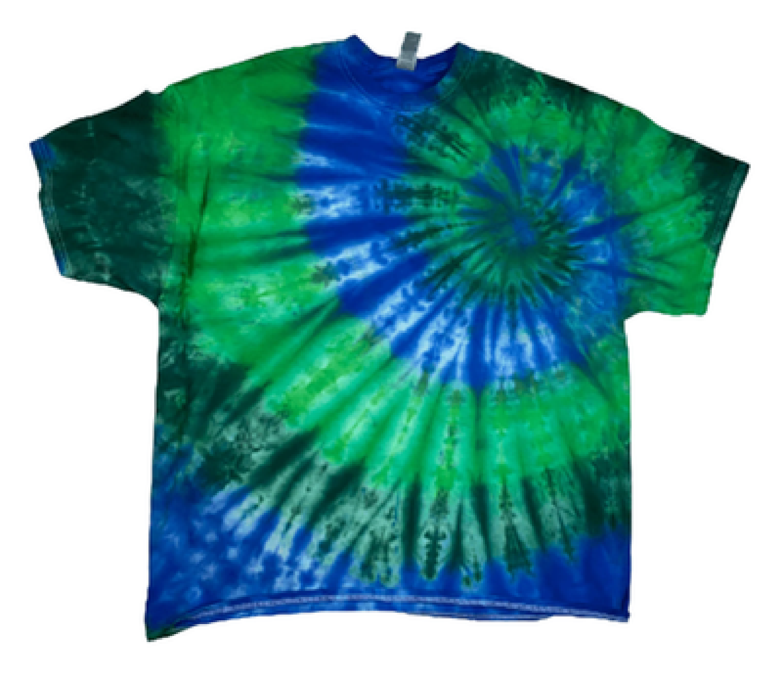 Hand-Dyed Fan Pattern Tee - Green & Blue
