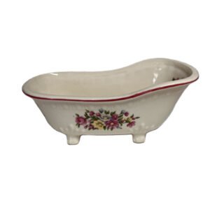 Vintage Clawfoot Bathtub Soap Dish Porcelain Floral Footed Bathroom Decor