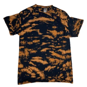 Hand-Dyed Reverse Mottled Tee - Orange & Black