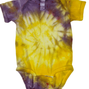 Hand-Dyed Infant Onesie - Yellow & Purple Spiral