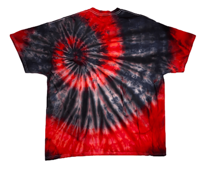 Hand-Dyed Off-Center Spiral Tee - Red & Charcoal - Image 2
