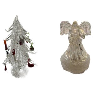 🎄 Vintage Glass Christmas Decor Lot – Angel Figurine & Tree w/ Ornaments