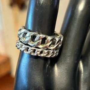 Lia Sophia 'Tally Knots' Stacking Ring Set - Silver-Tone Chain Link